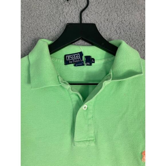 Polo Ralph Lauren Men's Vintage Polo Shirt L Kiwi Lime Green Short Sleeve - Picture 5 of 11